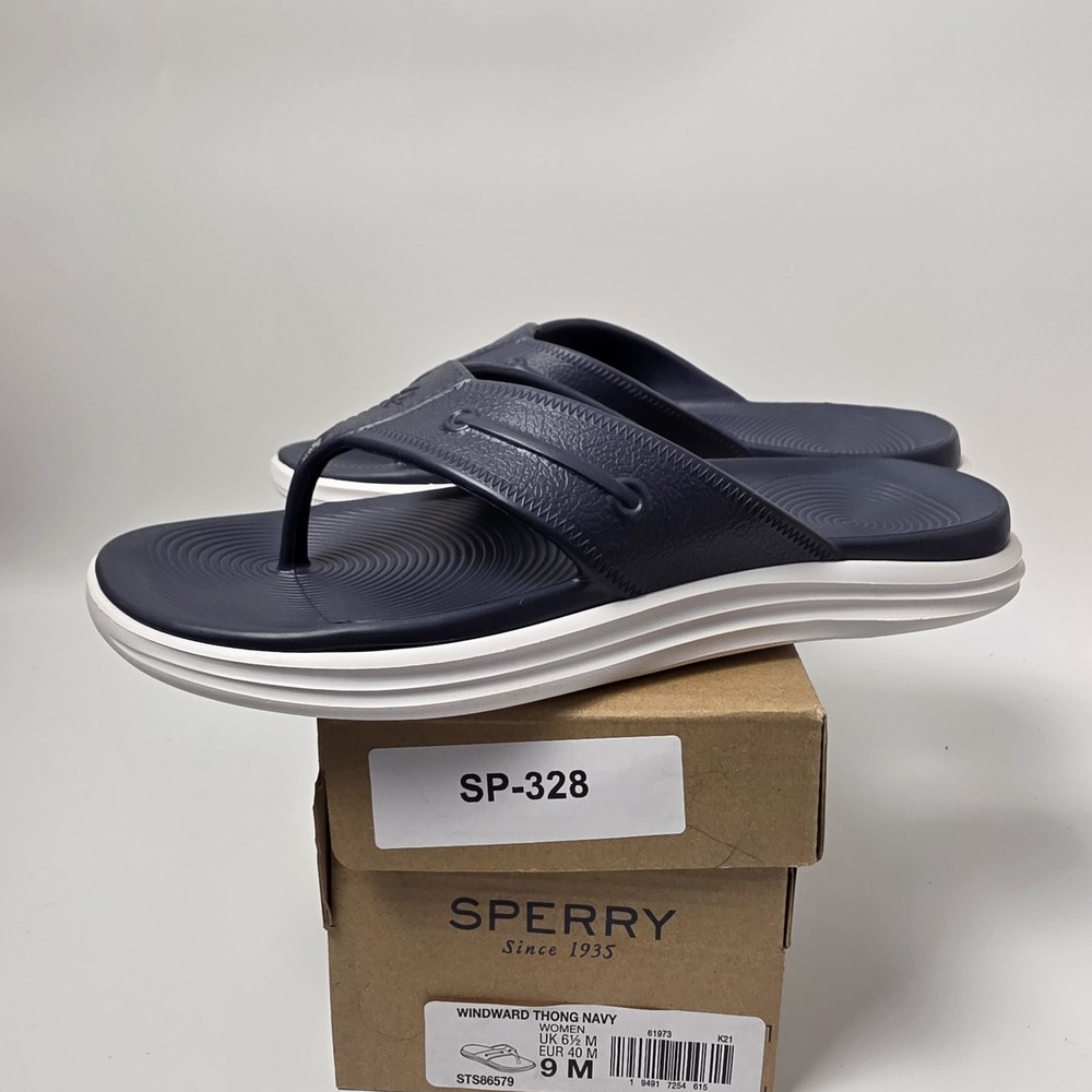 NEW Women's SPERRY Windward Thong Flip-Flops Navy Size 9M #921 - Picture 4 of 7